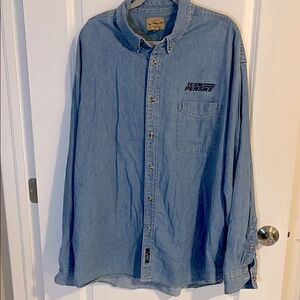 Team Penske Vintage Denim Button Down Hong Kong Port Authority Leather label 4XL